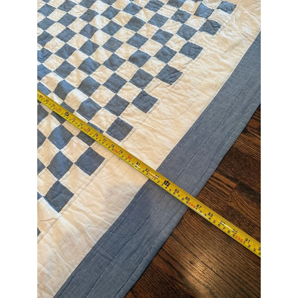 Blue and white check CHAPS Quilt. F/Q